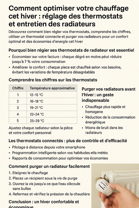 Optimisez votre chauffage : l’importance du réglage des thermostats et de l’entretien des radiateurs
